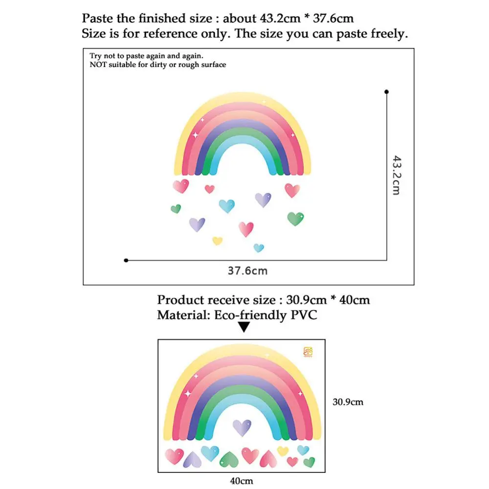 Cartoon love rainbow Wall Sticker for kids child rooms living room bedroom decorations wallpaper colored Mural nursery stickers | Дом и сад
