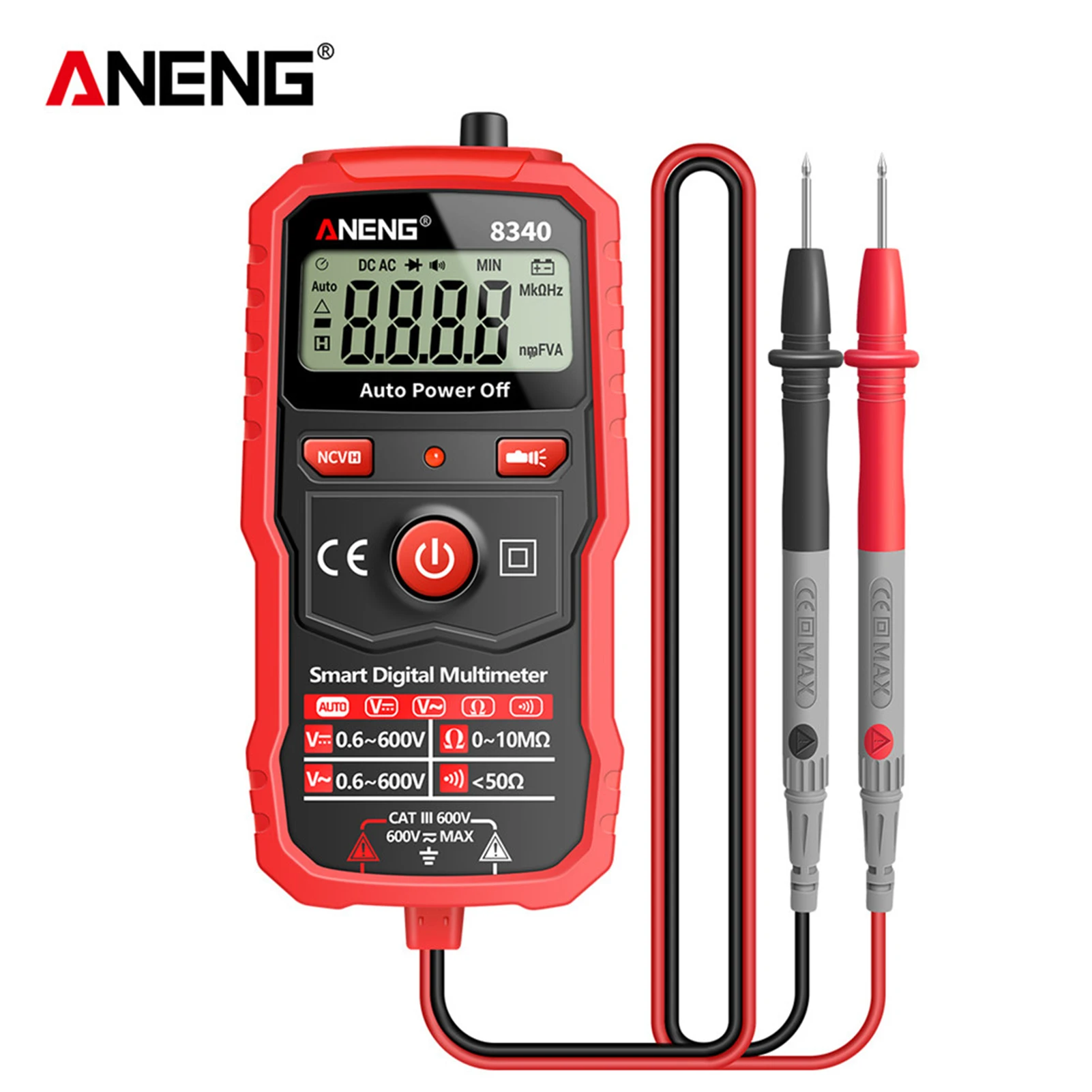 

ANENG 8340 Digital Multimeter Auto Recognition 1999 Counts Voltmeter Electric Test Pen Flashlight NCV Induction AC DC Voltage