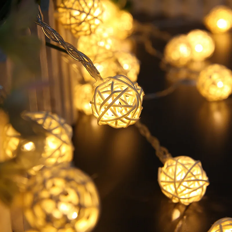 

New Year Lights Christmas Decorations LED Sepak Takraw Lights Decoration Rattan Ball String Lights Fairy Lights navidad 2020