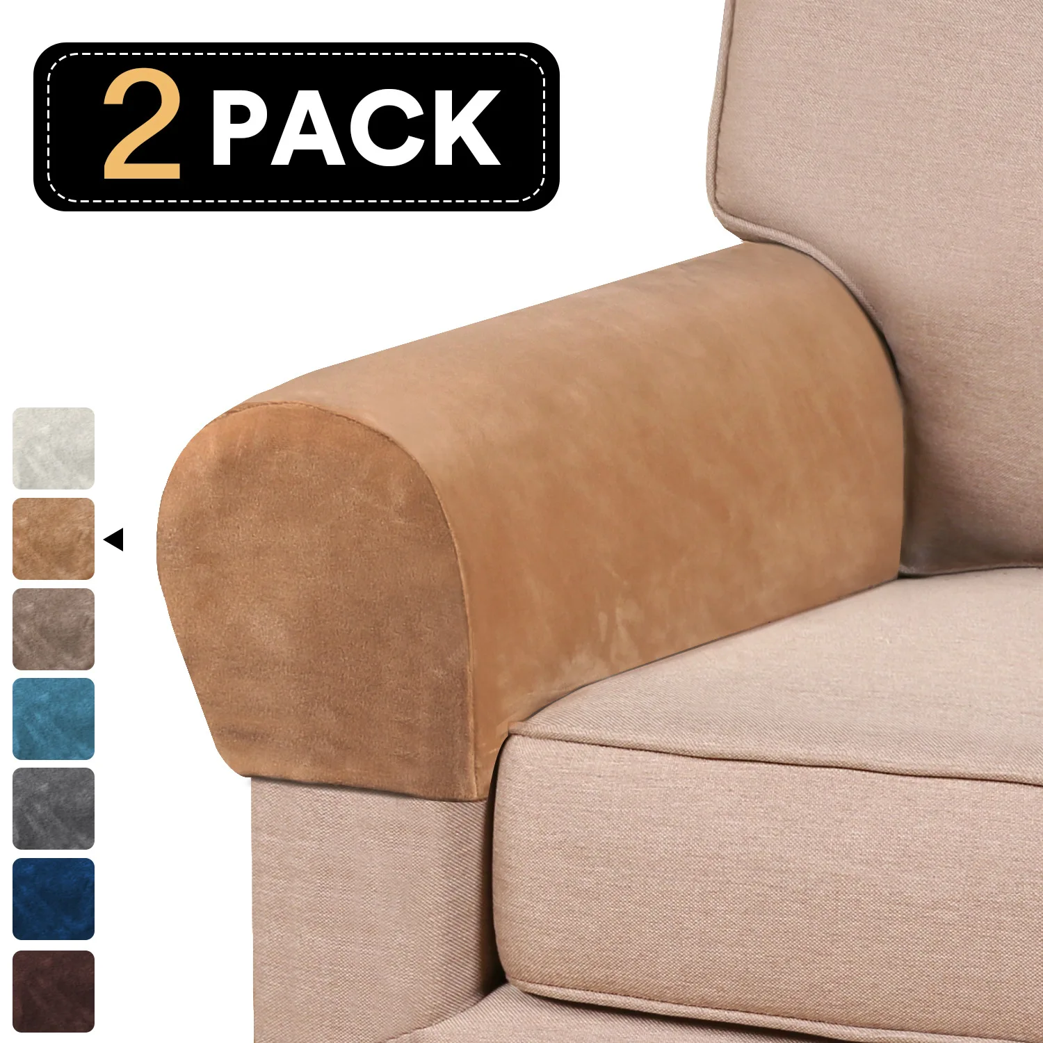 

2pcs Velvet Sofa Covers For Living Room Removable Arm Stretch Couch Chair Protector Armchair Covers Armrest Solid Couch Cover