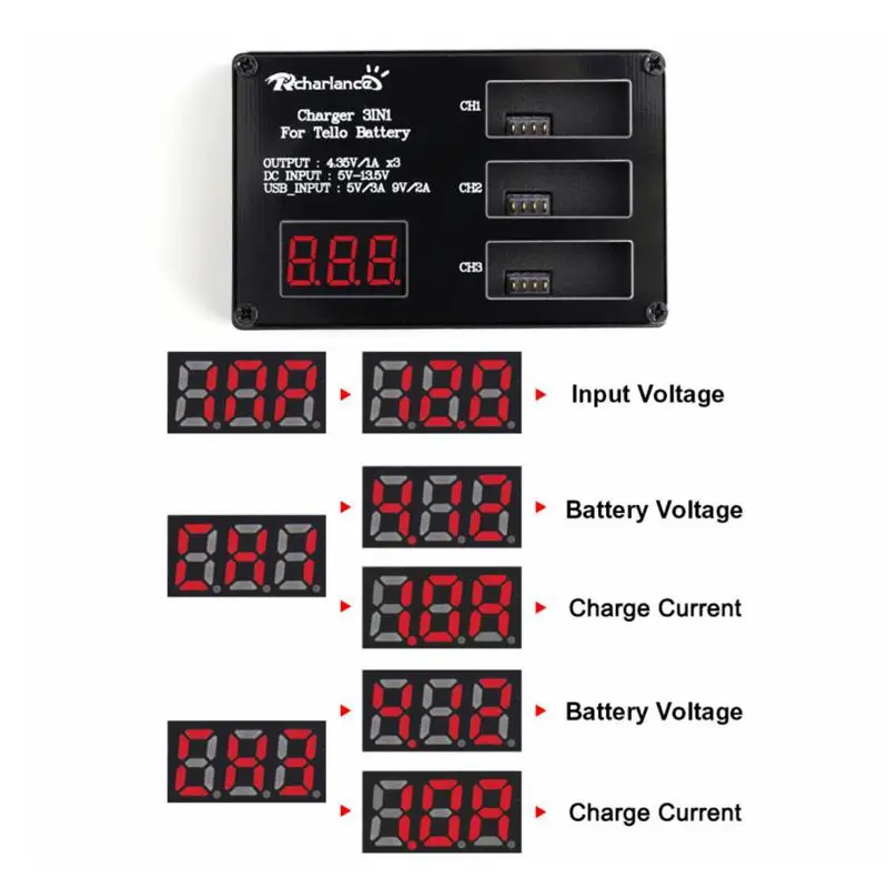 1100mAh Lipo Battery For DJI Tello Filght Batteries + 3 Port Charger Drone Charging Accessories | Электроника