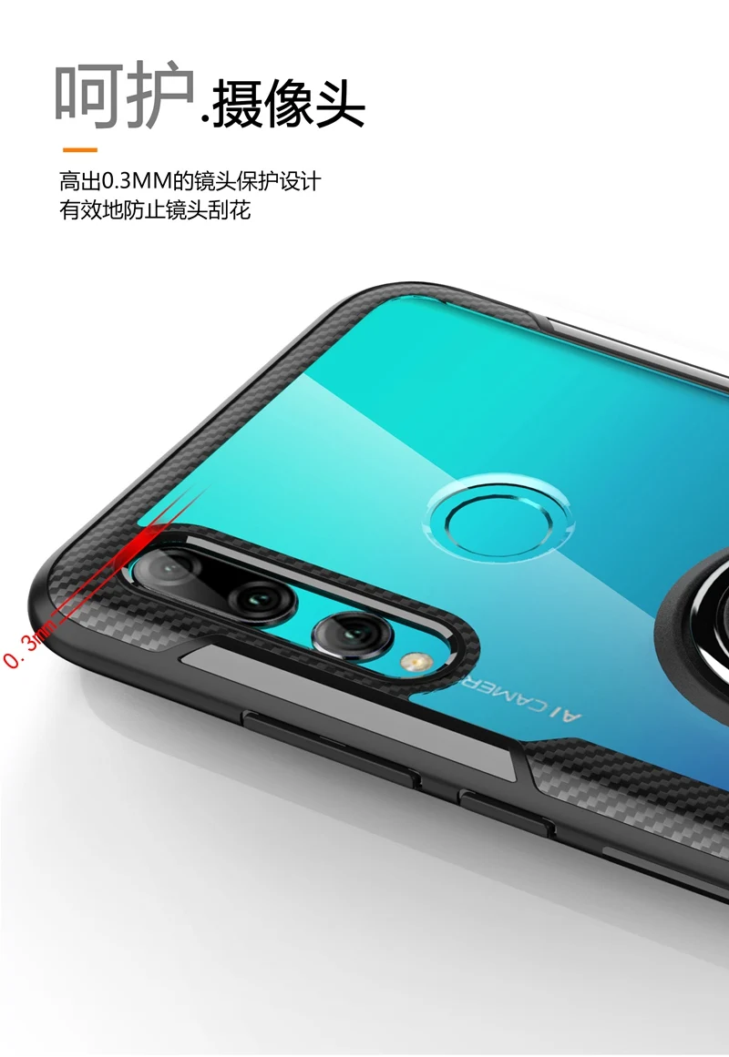 Чехол для Honor 10i прозрачный акриловый чехол-кольцо для Honor 10i 20i 10 20 Lite Pro V20 Honor Play магнитный автомобильный держатель бронированный чехол