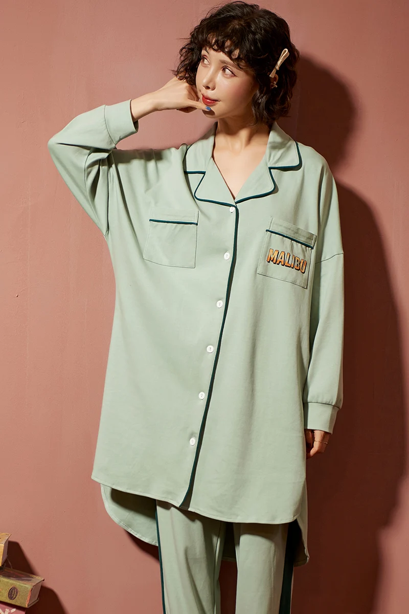 WAVMIT 2020 весенний милый женский хлопковый пижамный комплект с длинным рукавом