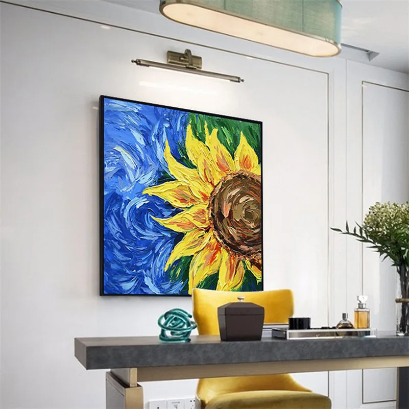 

Hand painted Vincent Van Gogh oil Painting Blossom sunflower Paintings The Starry Night Van Gogh famous canvas Art wall picture