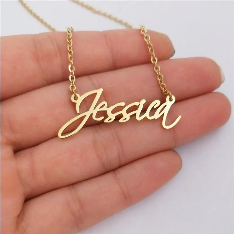 Ожерелье с именем подписи для женщин и мужчин ожерелья-Чокеры на заказ