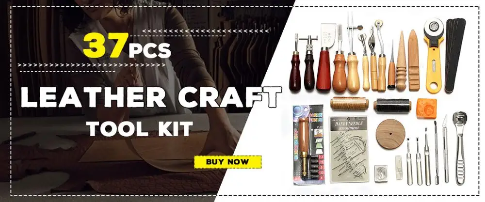 

37Pcs Leather Craft Tool Kit Hand Sewing Stitching Punch Saddle Carving Work