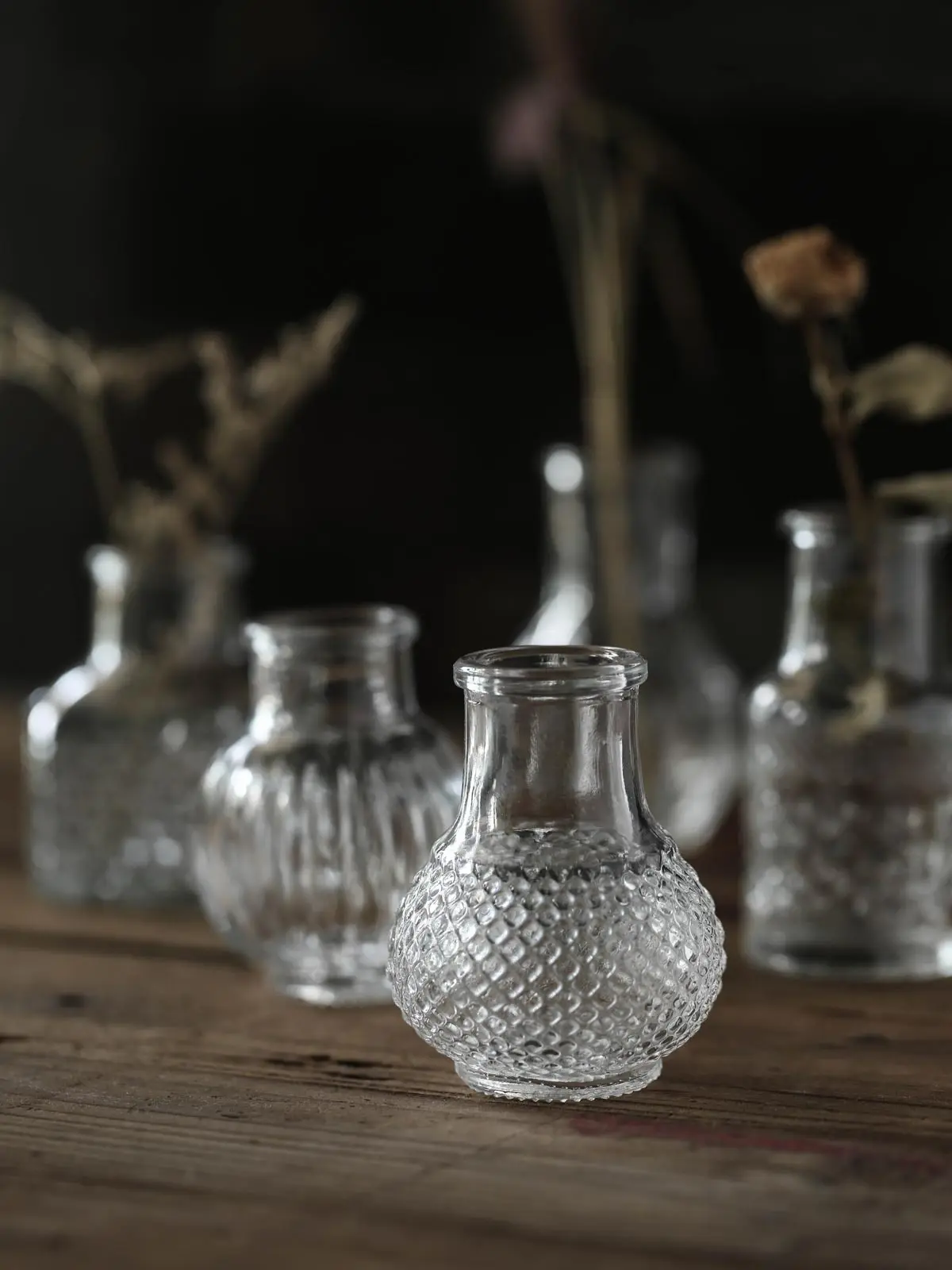 Мини стеклянная ваза Ретро Прозрачная настольная декорация украшения Цветочная