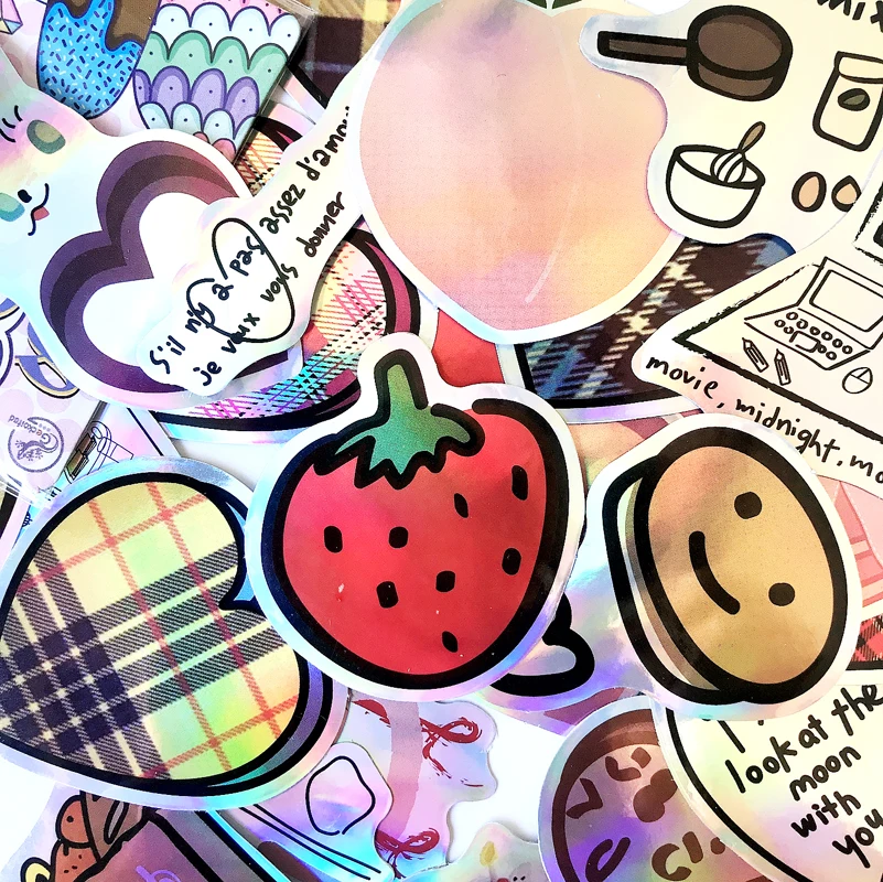 23 шт./компл. Инс Лазерная клубника любящее сердце наклейки для мотоцикла тетрадь