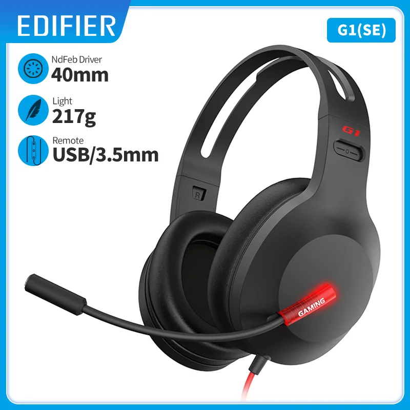 

EDIFIER HECATE G1 Wired Headset Gaming Headphones with Microphone 40mm Unit Gamer Earphone for PC Laptop USB/3.5mm