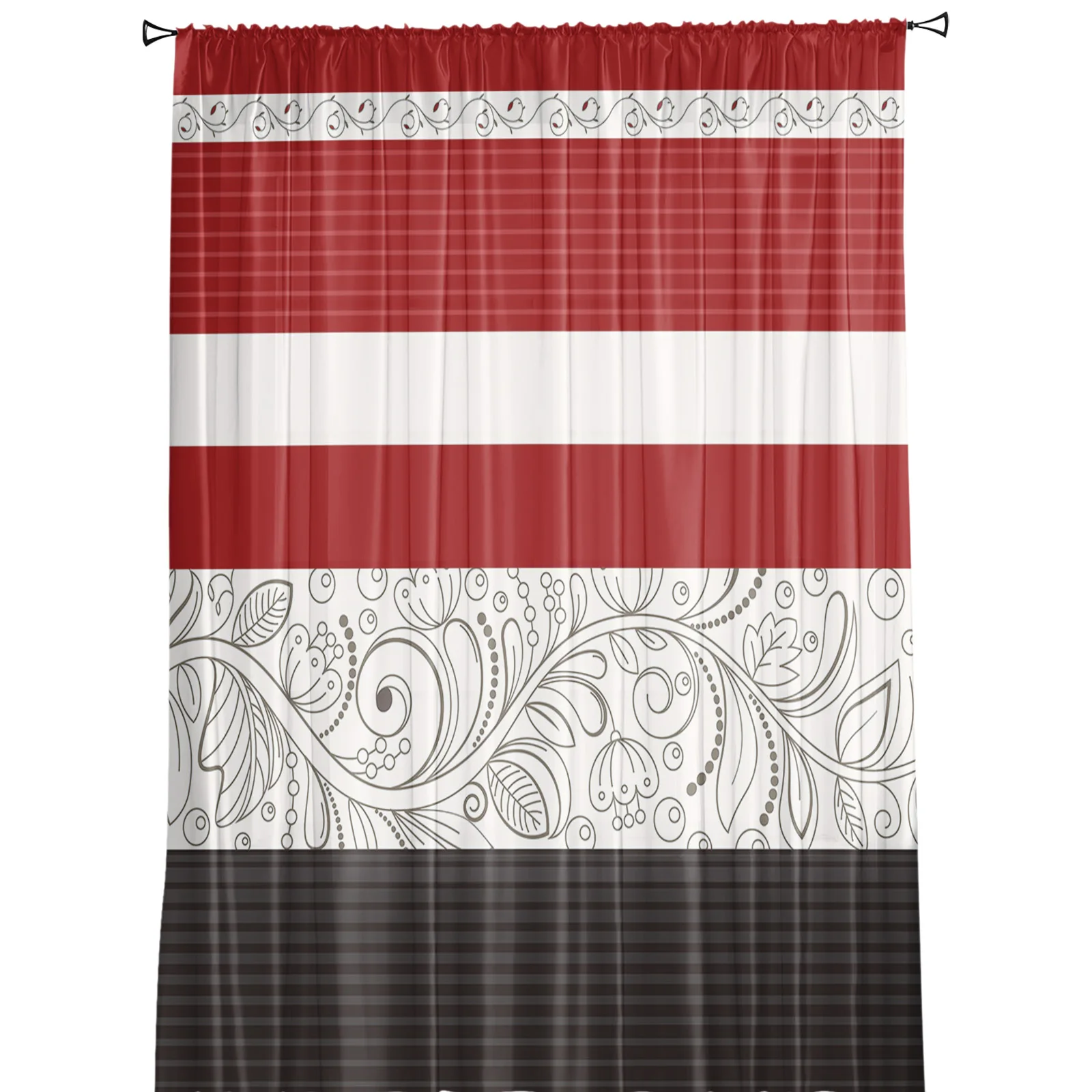 Винтажные красные современные шторы с цветами для гостиной прозрачные тюлевые