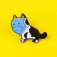 cartoon masked cat pins badges for clothes on t shirt backpack jackets zinc alloy metal cute animals lapel pin brooches gift