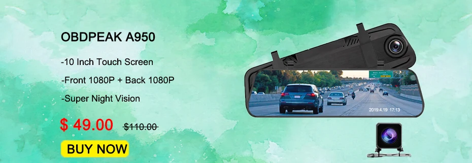Двойной 1080P 1" поток зеркало заднего вида автомобиля DVR 2.5D экран супер ночного видения Dash Cam камера видео рекордер Авто Регистратор