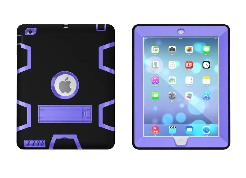 Гибридный трехслойный чехол из силикона + поликарбоната с подставкой