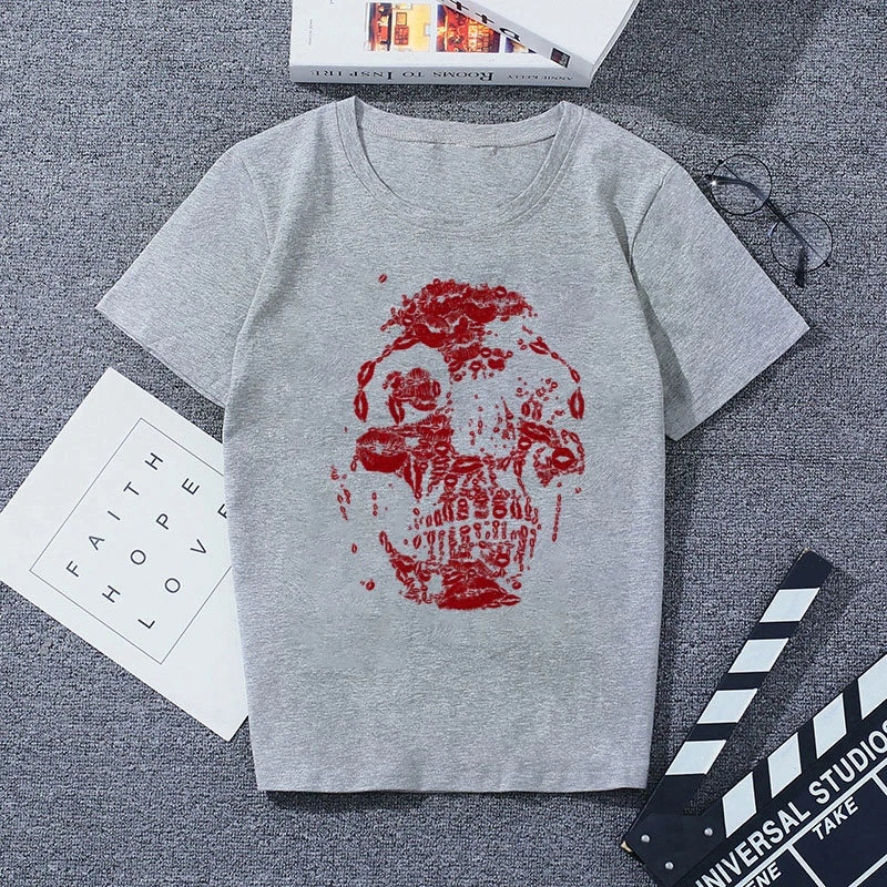 826616 Повседневная футболка с коротким рукавом мужская серая хлопковая крутая