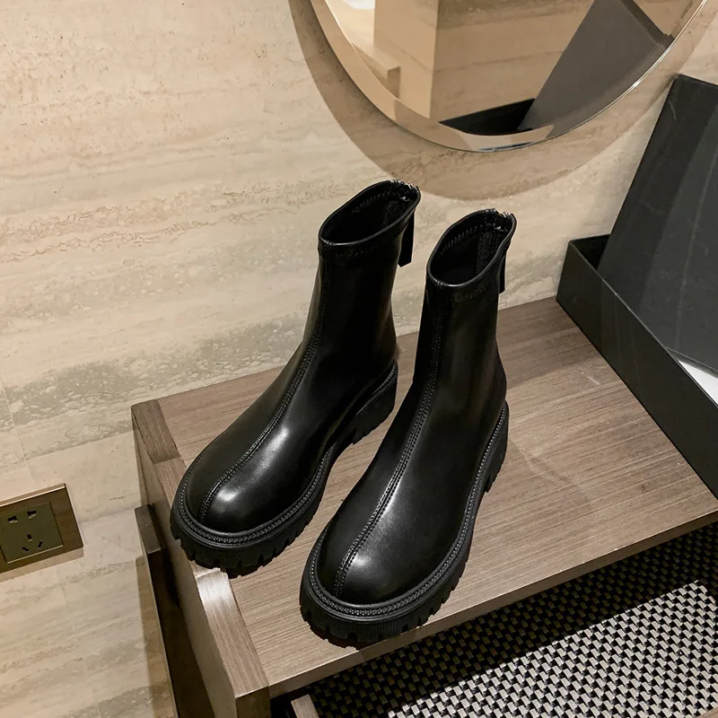 

Новинка 2021, осенне-зимние короткие сапоги, женские сапоги для верховой езды на толстом каблуке, рыцарские сапоги на толстой подошве в британ...