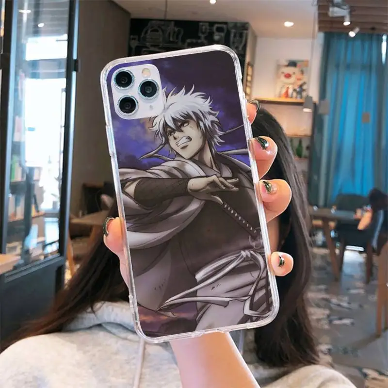 

anime GINTAMA cool Phone Case Transparent soft For iphone 5 6 7 8 11 12 s c se plus mini x xs xr pro max