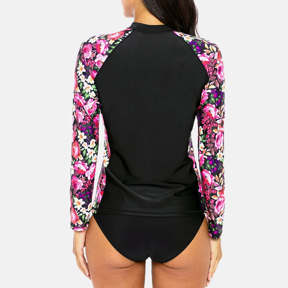 Женский купальник Anfilia с длинным рукавом топ для плавания принтом Рашгард