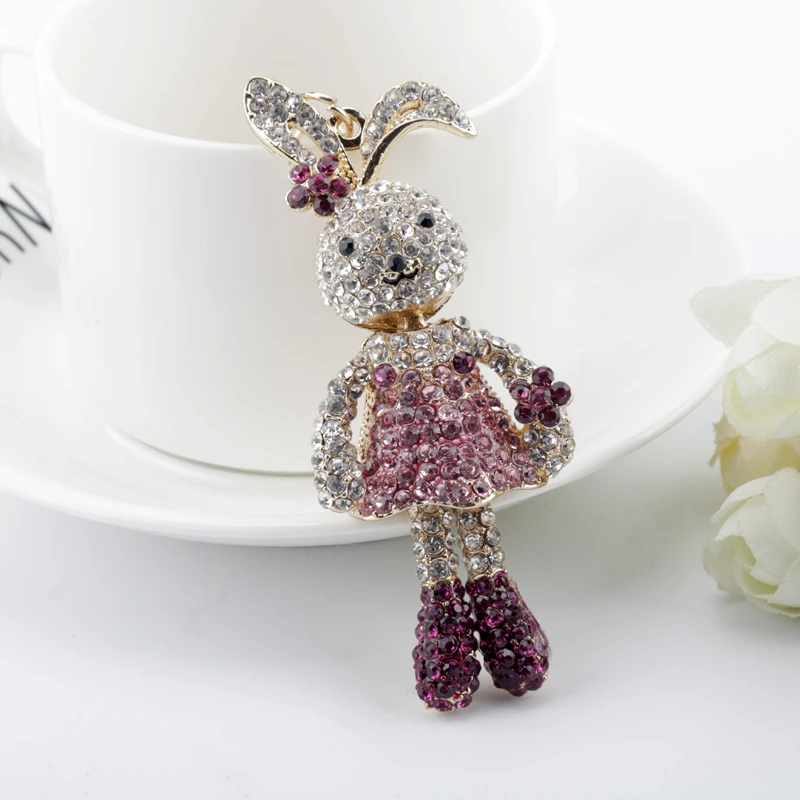 Милый длинный брелок в виде кролика стразы из сплава аксессуары подвеска для