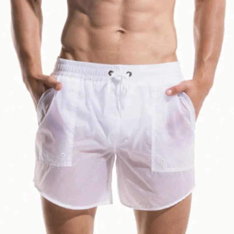 Мужские шорты для плавания сексуальный прозрачный водонепроницаемый нейлоновый
