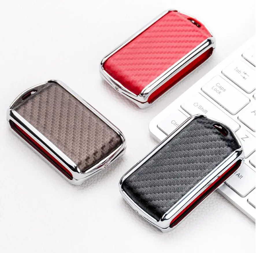 Автомобильный кожаный чехол для ключей из углеродного волокна Volvo XC40 XC60 S90 XC90 V90 2017