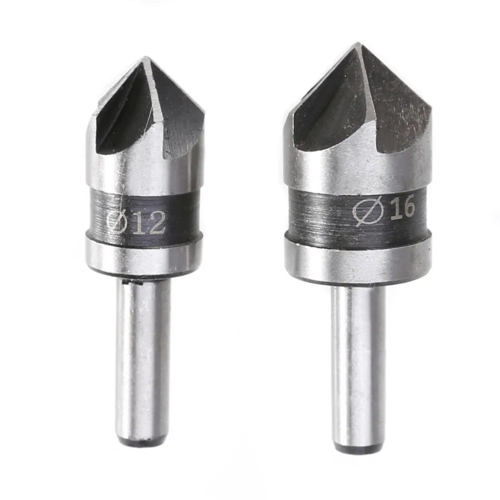 

2pcs 5 Flute Countersink Drill Bit HSS 82 Degree Point Angle Chamfer Chamfering Cutter 1/4" Round Shank For Power Tool