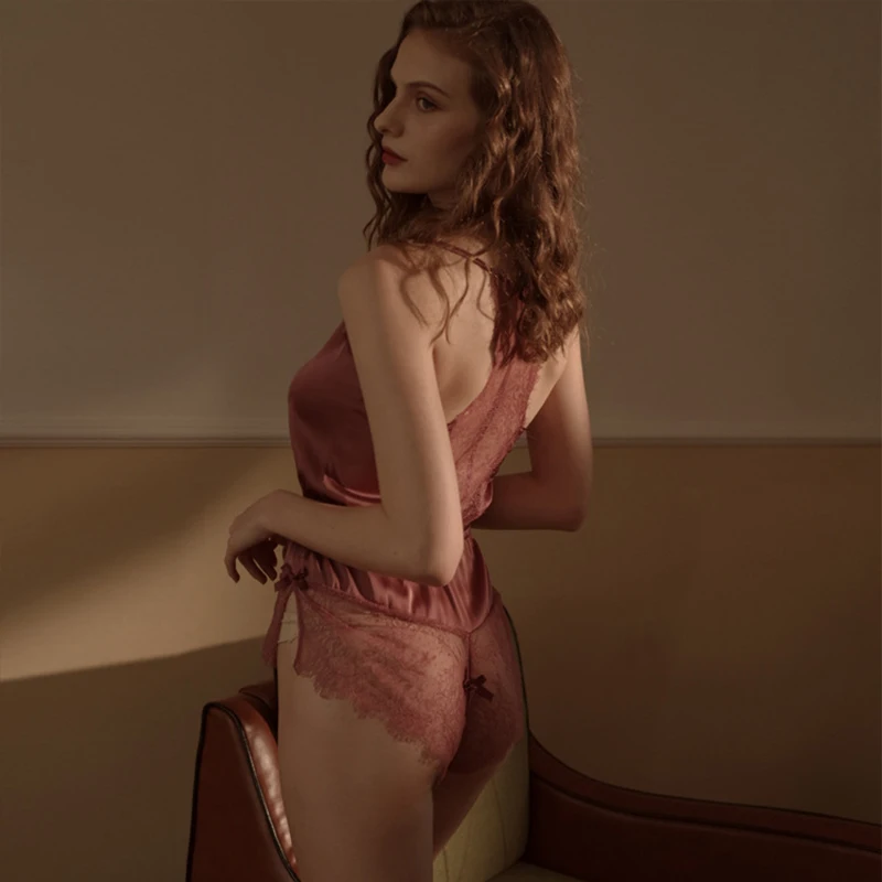 

Kant Halter Split Thuis Sexy Outfit Nachtclub Holle Open Kruis Sexy Jarretelle Pyjama Nachthemd Een Stuk Sexy Lingerie 2021