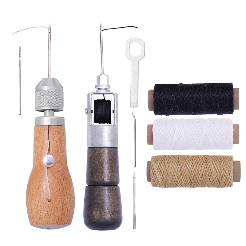 

LMDZ Sewing Tool Set Awl Perforation Tool 50m Wax Thread Manual Sewing Machine Stitcher Shoemaker Tent Leather Repair Tool