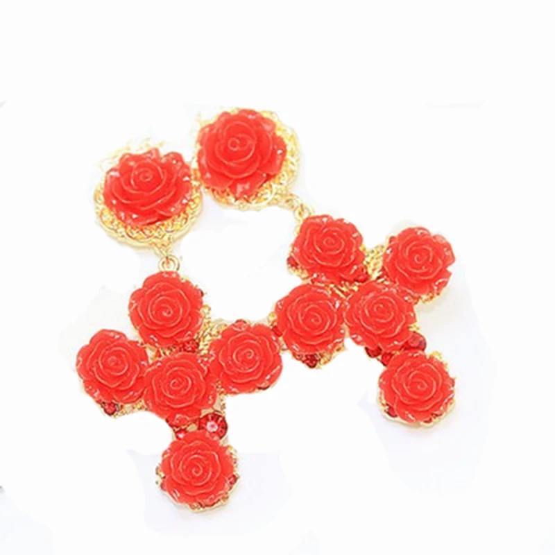 Модные брендовые ретро серьги в виде красной розы стиле большие барокко Женские