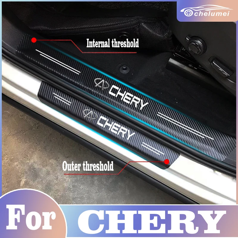 

For Chery Tiggo 3 4 5 7 T11 A1 A3 A5 Amulet PRO 8 Fulwin QQ Car Door Sill PU Vinyl Stickers Protector Threshold Accessories