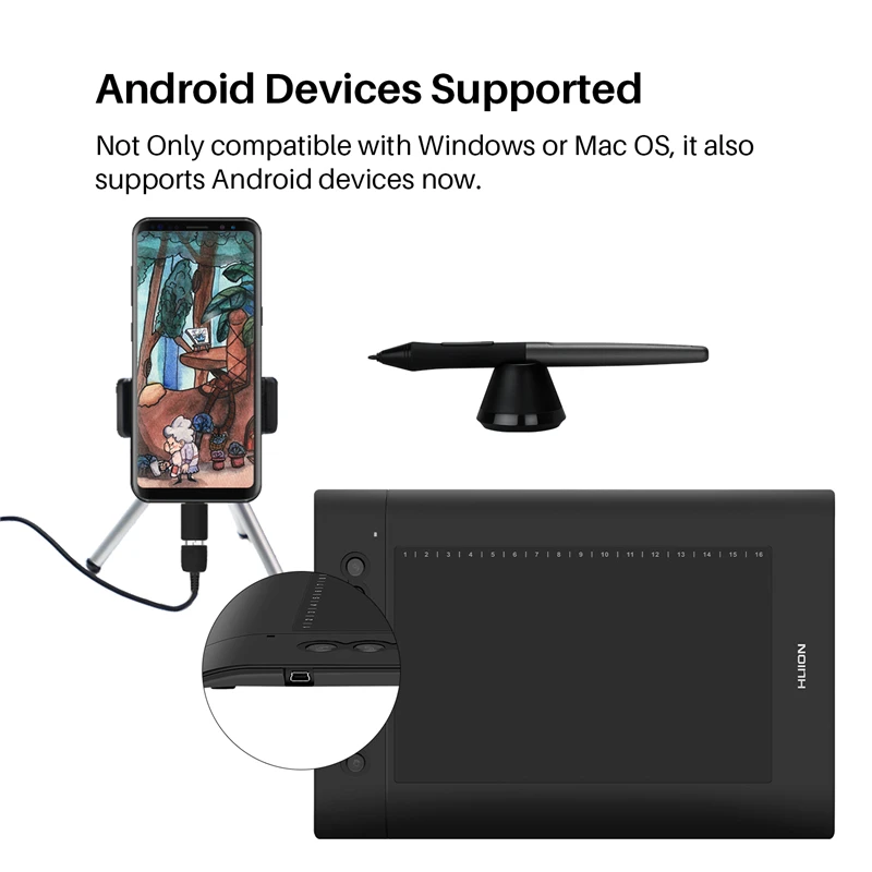 Huion H610 PRO V2 8192 уровней цифровой планшет графический планшет без батареи ручка планшет с OTG для ПК/Android
