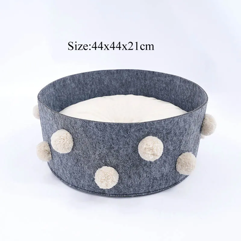grey with ball Теплый фетровый домашний домик для кошек, лежак для собак среднего размера, ручная стирка, уличная палатка для щенков - Цвет: grey with ball