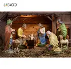 Laeacco старый деревянный сарай Рождественская сцена Иисуса рождения Овцы последователи церкви Вечерние Декорации шаблон фото фон для фотосъемки