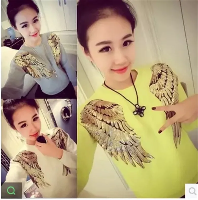 1 пара модных крупные блестки красочные крылья патч для аппликация на одежду