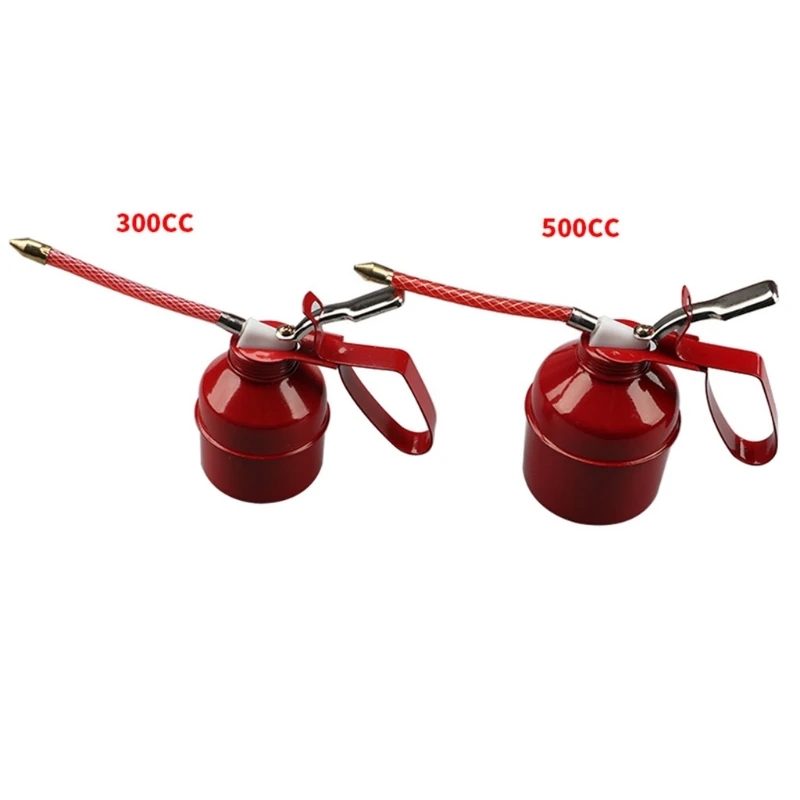 

Hand Pump Oiler Can Professional Squirt Squeeze Trigger Red Metal Grease Gun 500ML 300ML Capacity High Pressure