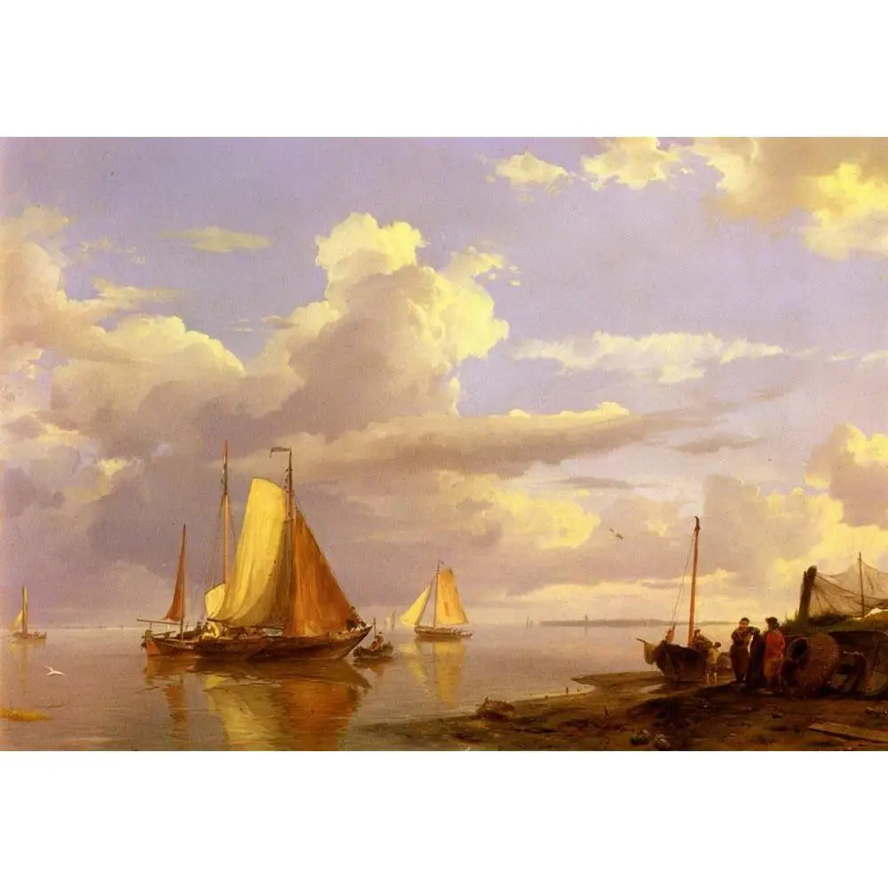 7 художественных картин ручной работы учителями-рыбацкие лодки у побережья в