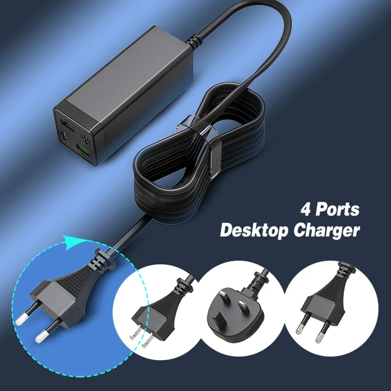 Зарядное устройство TQUQ 85 Вт адаптер питания GaN 4 порта PD 65 PPS 45 20 QC3.0 для MacBook Pro iPhone 12