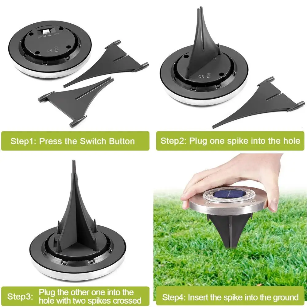 Солнечный наземный свет 8/10/12 светодиодный солнечный диск Открытый
