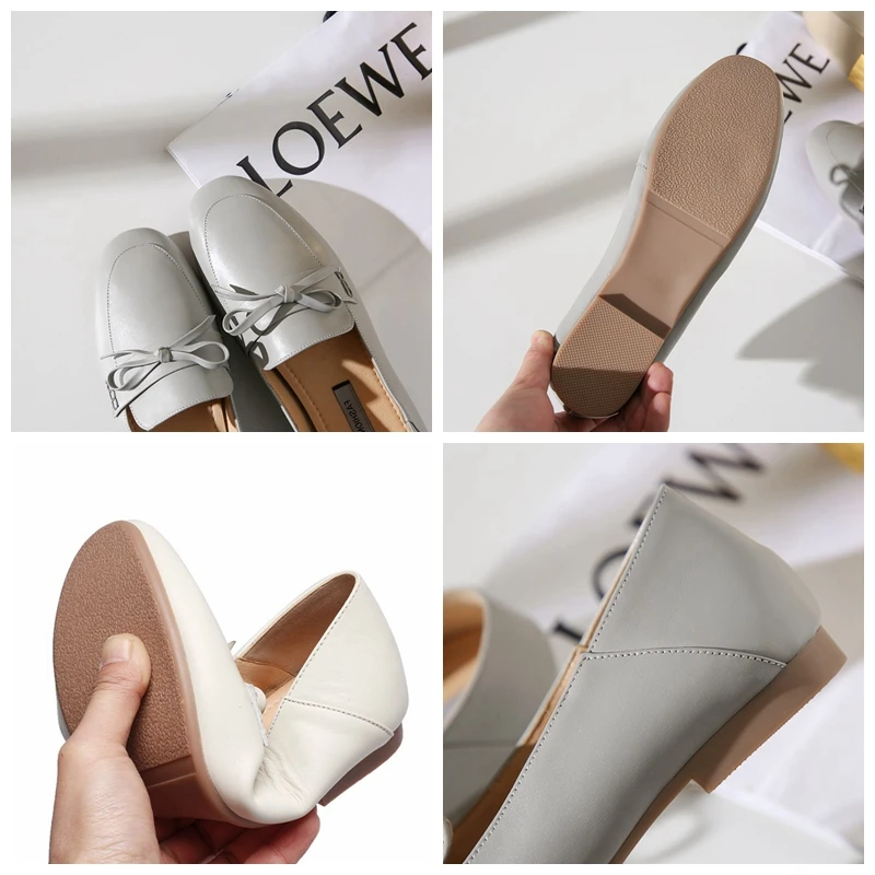 

ASILETO New 2021 Ladies Flat Shoes Round Toe Bowtie Soft Concise Classic Sweet All-Match Big Size 44 Casual Office A3583