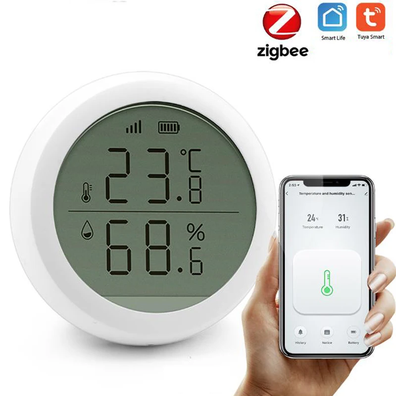 

Датчик температуры и влажности Tuya Smart life Zigee или Wi-Fi, комнатный гигрометр с ЖК-дисплеем, детектор температуры и влажности для умного дома
