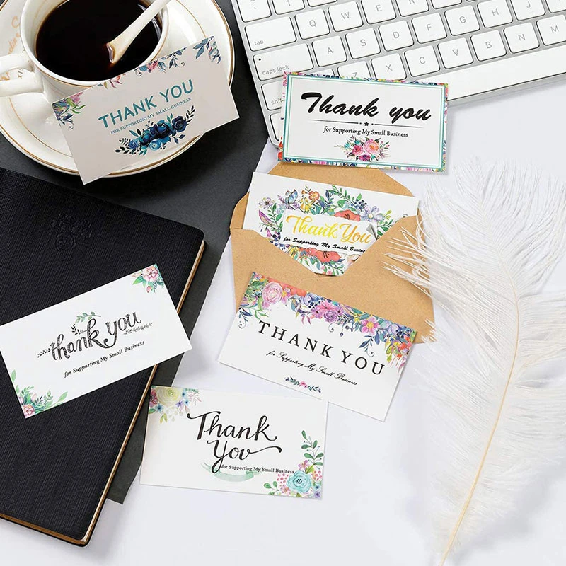 

Creative Unique Appreciation Card Popular Fashion Fantastic Thank You Gift Meaningful Flower Thanks Greeting Card 50Pcs/Set