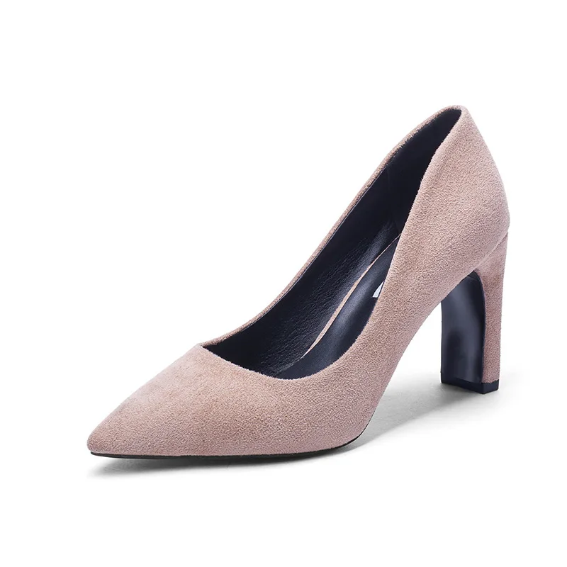 

Fashion Suede High Heels Women Pumps Pointed High Heel Shoes Woman Dress Shoes with Thick Heels Summer Women's Shoe 2021