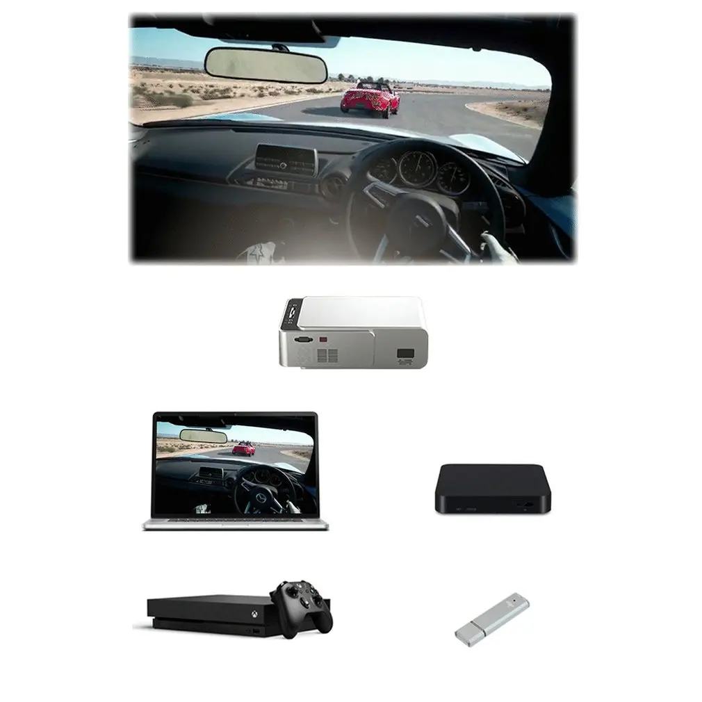 Светодиодный проектор ALSTON T6 full hd 4k 3500 лм HDMI совместимый с USB 1080p портативный