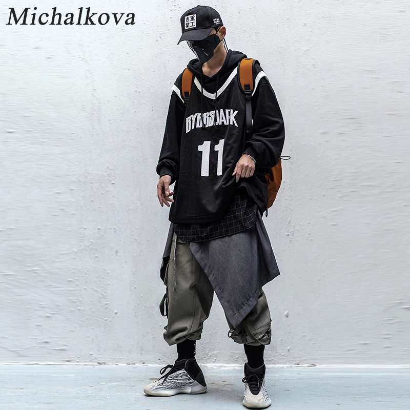 Michalkova Harajuku Ninja 11 баскетбольная Свободная Толстовка в стиле хип хоп с принтом