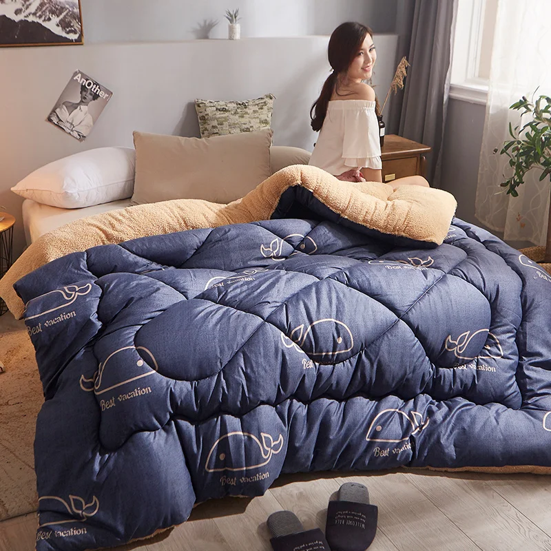 

SF Thicken Warm Duvets Winter Comforter High Quality Quilts Fashion Wool Patchwork Duvets Super Warm Soft Comforter Camel Quilt