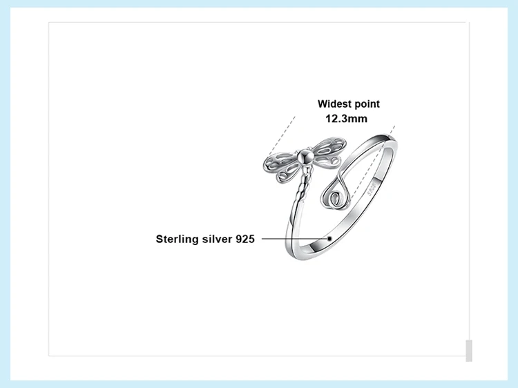 JewelryPalace 925 пробы Серебряный мечтательный стрекоза длинный хвост любовь хвостовик регулируемое Открытое кольцо Best подарки для Best друзей Лидер продаж