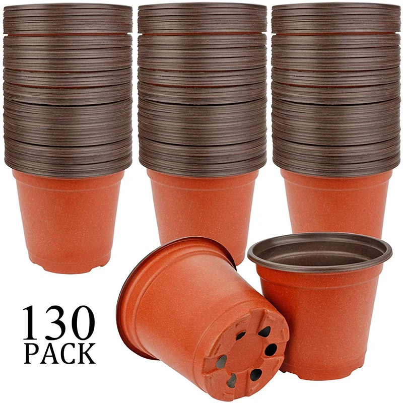 

130 Pcs 10cm Plastic Plants Nursery Seed Starting Pots for Succulents Seedlings Cuttings Transplanting Home Garden Flower Decor