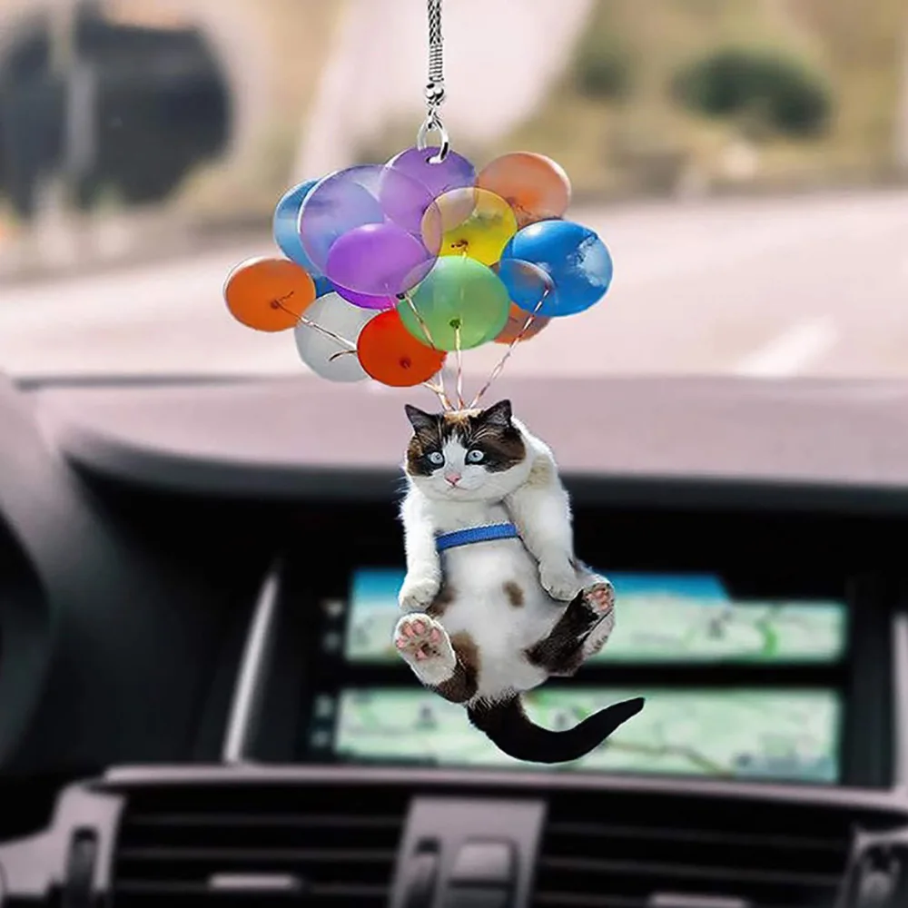 Cat Car Hanging Ornament with Colorful Balloon Interior Decor Home Decoration | Автомобили и мотоциклы