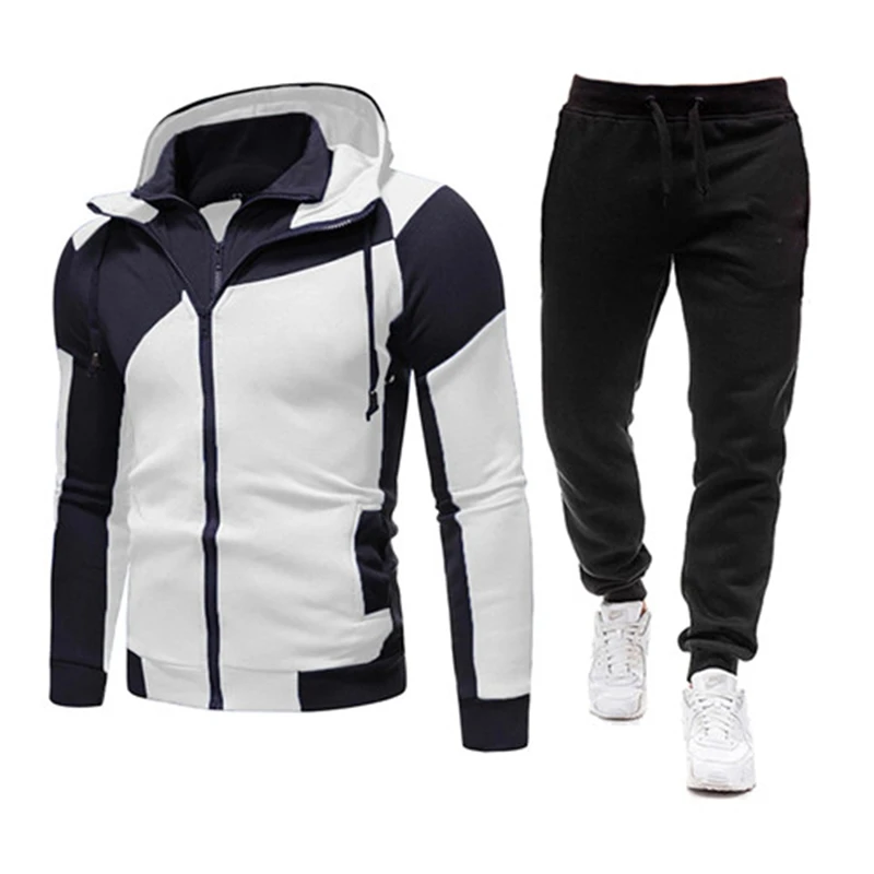 

Костюм спортивный мужской с капюшоном и штанами, кофта на молнии, спортивная одежда, осень-зима