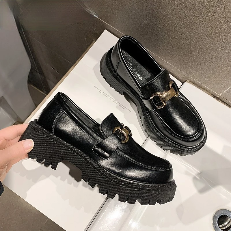 

2021 Spring Autumn Women's Flat Shoes Ladies Leather Platform Shoes Casual Buckle Shoes Ladies Fashion Shoes for Women Lolita