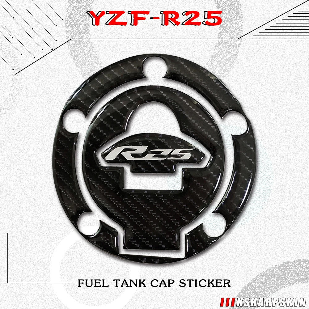 Motorcycle 3D carbon fiber fuel tank cap sticker waterproof decorative gasket for Yamaha YZF-R25 yzf r25
